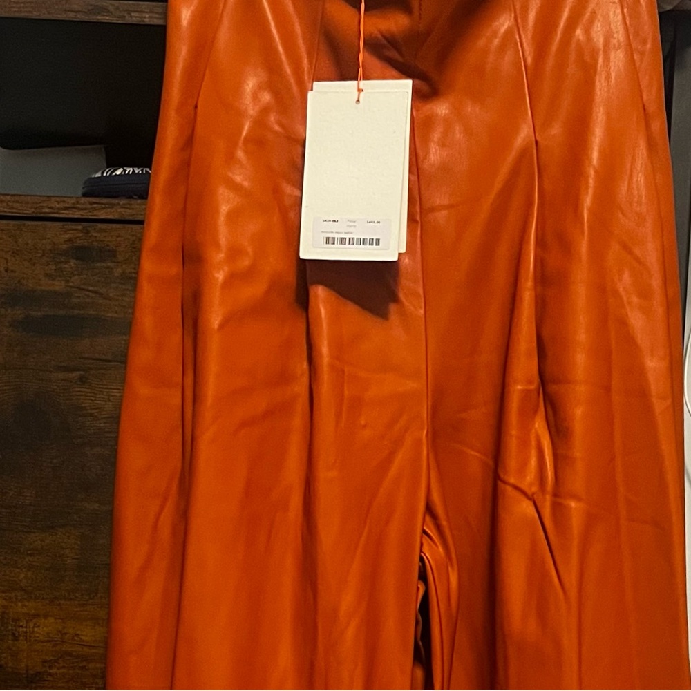 NWT Recreo San Miguel Orange Vegan Leather Trousers - Size S